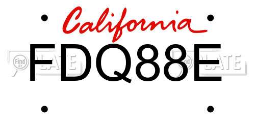 FDQ88E California License Plate