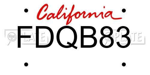 FDQB83 California License Plate