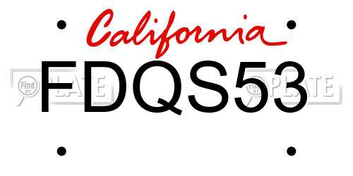 FDQS53 California License Plate