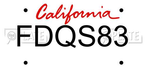 FDQS83 California License Plate