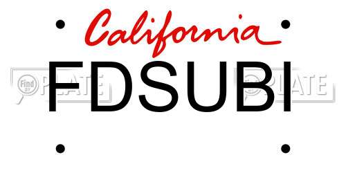 FDSUBI California License Plate