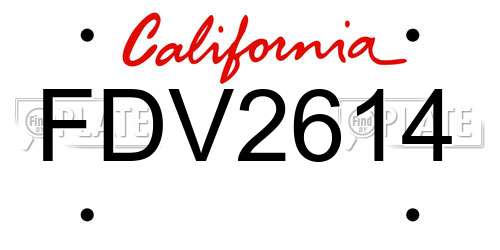 FDV2614 California License Plate