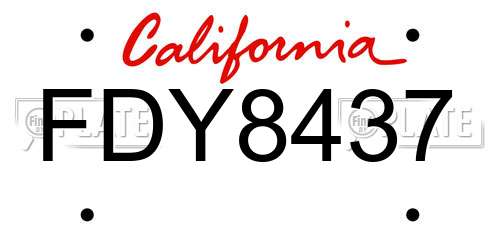 FDY8437 California License Plate