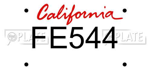 FE544 California License Plate