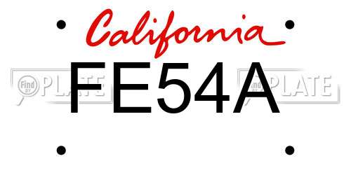 FE54A California License Plate