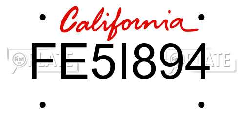 FE5I894 California License Plate