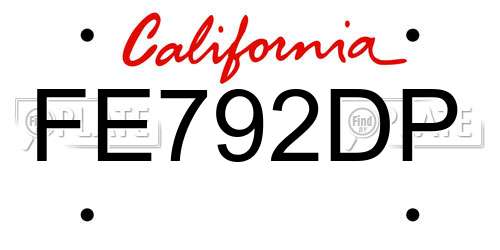 FE792DP California License Plate