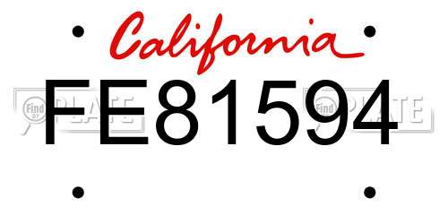 FE81594 California License Plate