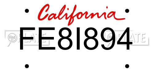 FE8I894 California License Plate