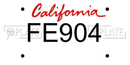 FE904 California License Plate