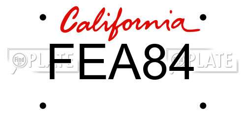 FEA84 California License Plate