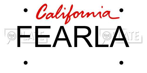 FEARLA California License Plate