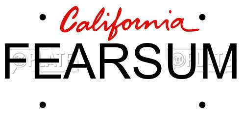 FEARSUM California License Plate