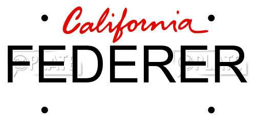FEDERER California License Plate