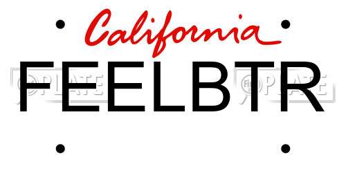 FEELBTR California License Plate