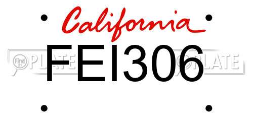 FEI306 California License Plate