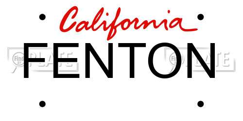 FENTON California License Plate