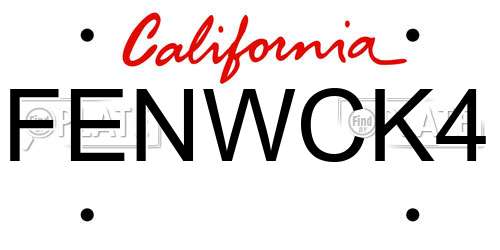 FENWCK4 California License Plate