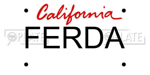 FERDA California License Plate