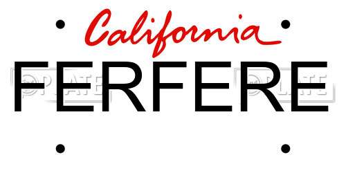 FERFERE California License Plate