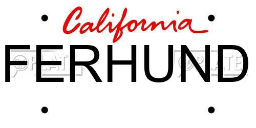 FERHUND California License Plate