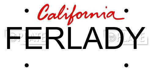 FERLADY California License Plate