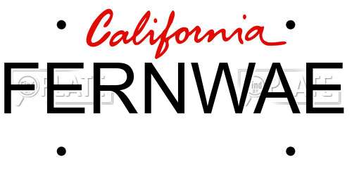 FERNWAE California License Plate
