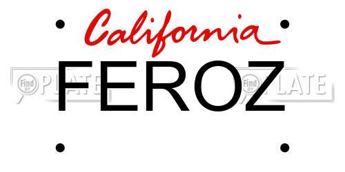 FEROZ California License Plate