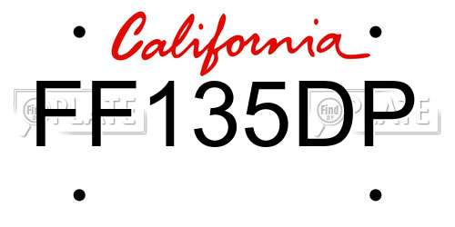 FF135DP California License Plate