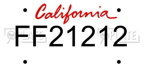 FF21212 California License Plate