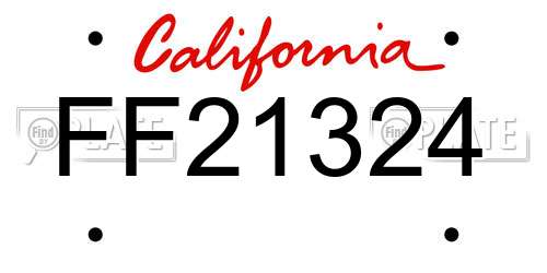 FF21324 California License Plate