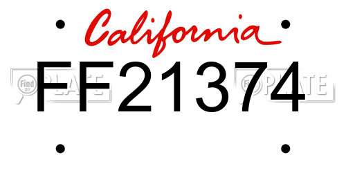 FF21374 California License Plate