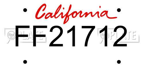 FF21712 California License Plate