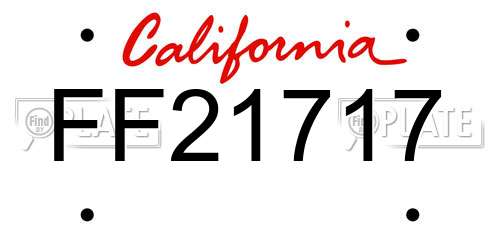 FF21717 California License Plate