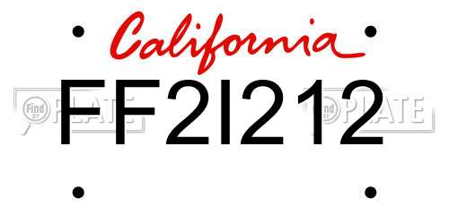 FF2I212 California License Plate