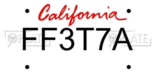 FF3T7A California License Plate