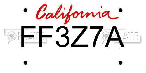 FF3Z7A California License Plate