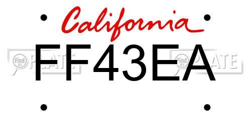 FF43EA California License Plate