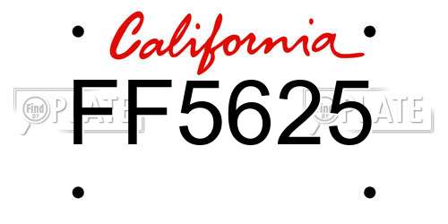 FF5625 California License Plate