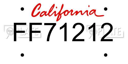 FF71212 California License Plate