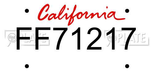 FF71217 California License Plate