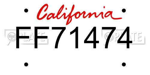 FF71474 California License Plate
