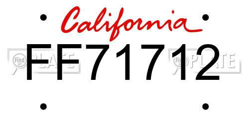 FF71712 California License Plate