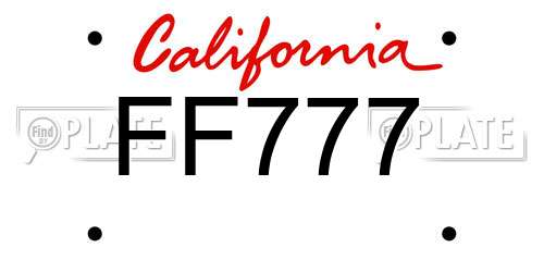 FF777 California License Plate