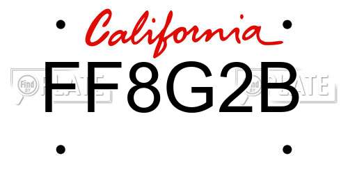 FF8G2B California License Plate