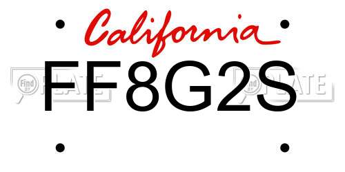 FF8G2S California License Plate