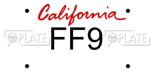 FF9 California License Plate