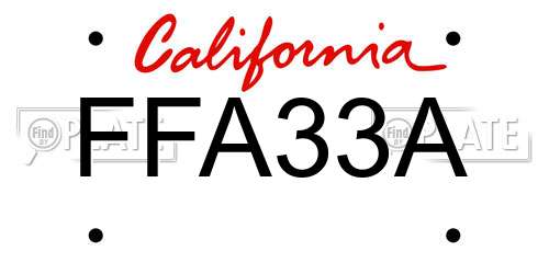 FFA33A California License Plate