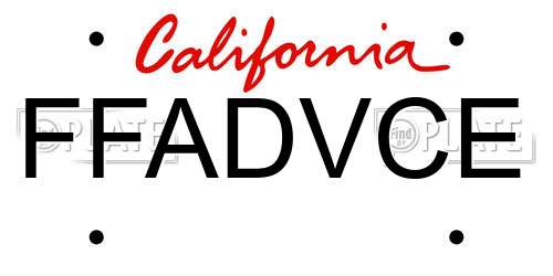 FFADVCE California License Plate