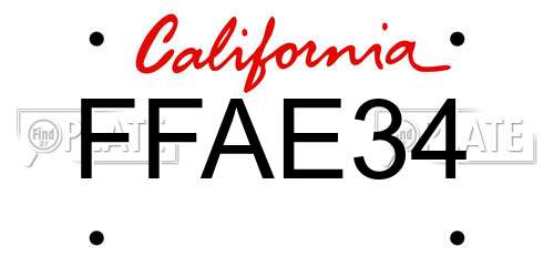 FFAE34 California License Plate
